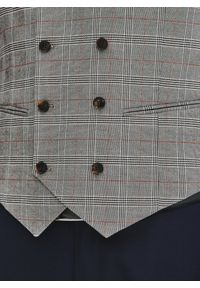 Pako Lorente - PAKO LORENTE - Szara dwurzędowa kamizelka męska w kratę. Kolor: szary. Materiał: poliester, wiskoza, elastan. Styl: elegancki, młodzieżowy #3