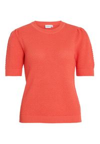 Vila Sweter Dalo 14084421 Różowy Regular Fit. Kolor: różowy. Materiał: bawełna #5