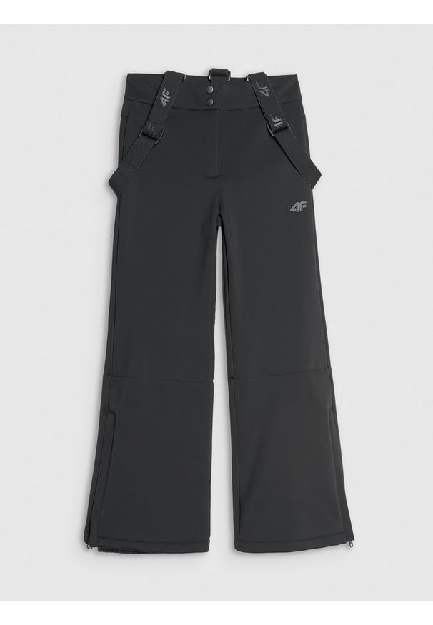 4f - 4F Spodnie narciarskie softshell z szelkami membrana 5000 dziewczęce - czarne 158 (12-13 lat). Kolor: czarny. Materiał: softshell. Sezon: lato. Sport: narciarstwo