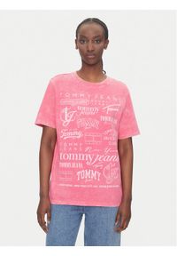 Tommy Jeans T-Shirt Multi Brand DW0DW20923 Różowy Relaxed Fit. Kolor: różowy. Materiał: bawełna