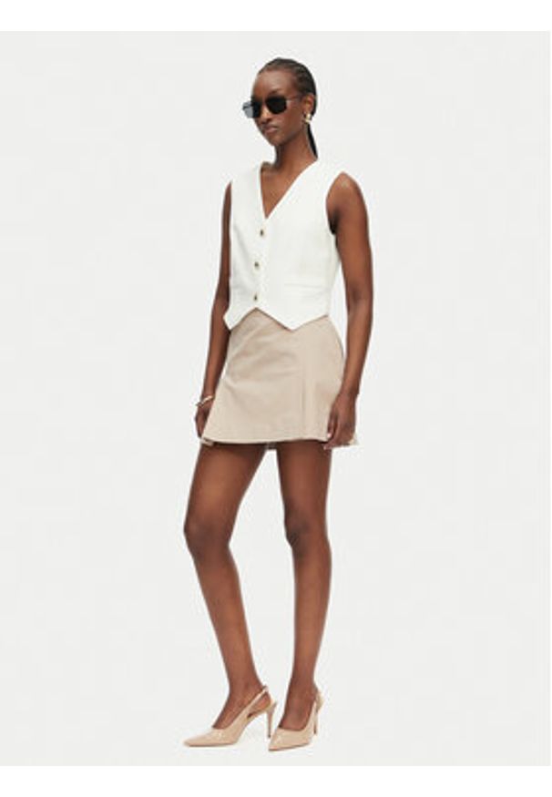 TOMMY HILFIGER - Tommy Hilfiger Spódnica mini WW0WW49649 Beżowy Regular Fit. Kolor: beżowy. Materiał: lyocell