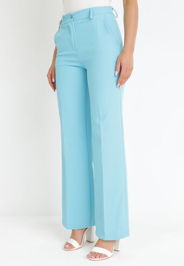 Born2be - Niebieskie Spodnie Cygaretki w Kant z Wysokim Stanem Jexa. Stan: podwyższony. Kolor: niebieski. Styl: elegancki