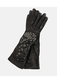 Kazar - Czarne rękawiczki damskie. Kolor: czarny. Materiał: skóra, materiał