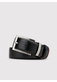 Pako Lorente - PAKO LORENTE - Dwustronny skórzany pasek z błyszczącą klamrą. Materiał: skóra #2