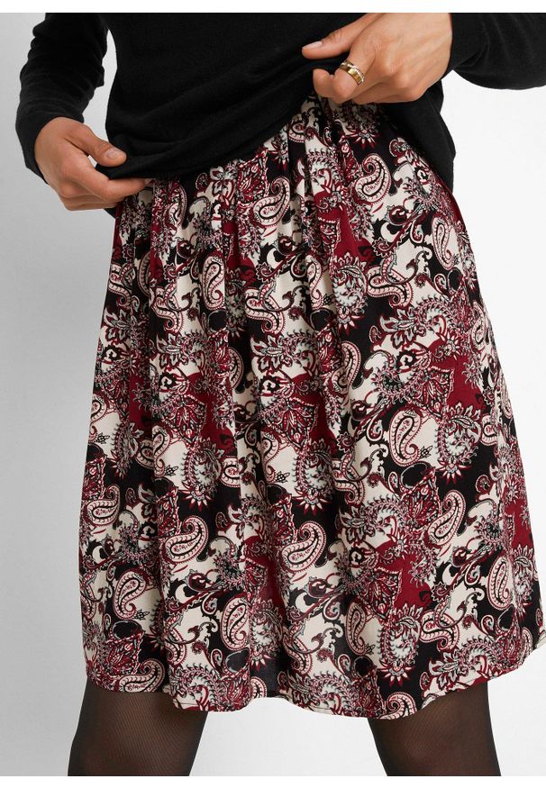 bonprix - Sukienka ciążowa i do karmienia piersią, 2 w 1. Kolekcja: moda ciążowa. Kolor: czarny. Materiał: dzianina, materiał. Wzór: paisley, aplikacja