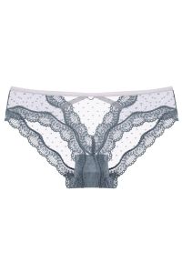 Intica - Figi koronkowe z wycięciem eleganckie i przewiewne Lubnah. Kolor: szary. Materiał: koronka