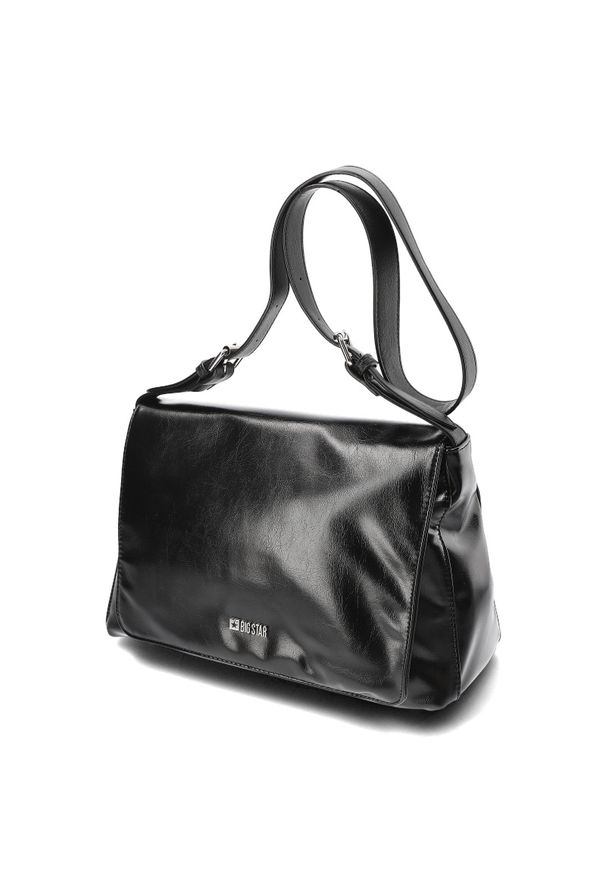 Big-Star - Czarna Torebka Big Star Elegancka Listonoszka Z Klapką. Kolor: czarny. Styl: elegancki. Rodzaj torebki: na ramię