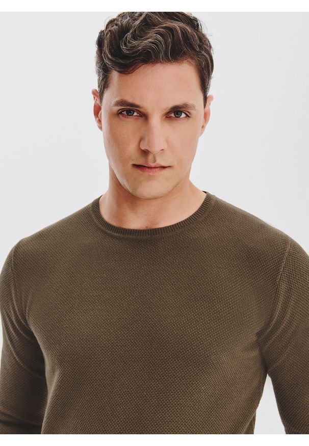 Pako Lorente - PAKO LORENTE - Brązowy sweter męski o-neck. Kolor: brązowy. Materiał: bawełna. Sezon: jesień