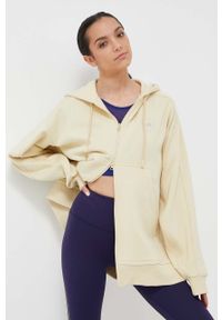 Adidas by Stella McCartney - adidas by Stella McCartney bluza dresowa kolor żółty z kapturem gładka. Typ kołnierza: kaptur. Kolor: żółty. Materiał: dresówka. Wzór: gładki #1