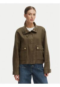 TOMMY HILFIGER - Tommy Hilfiger Kurtka przejściowa WW0WW48616 Zielony Relaxed Fit. Kolor: zielony. Materiał: len #1