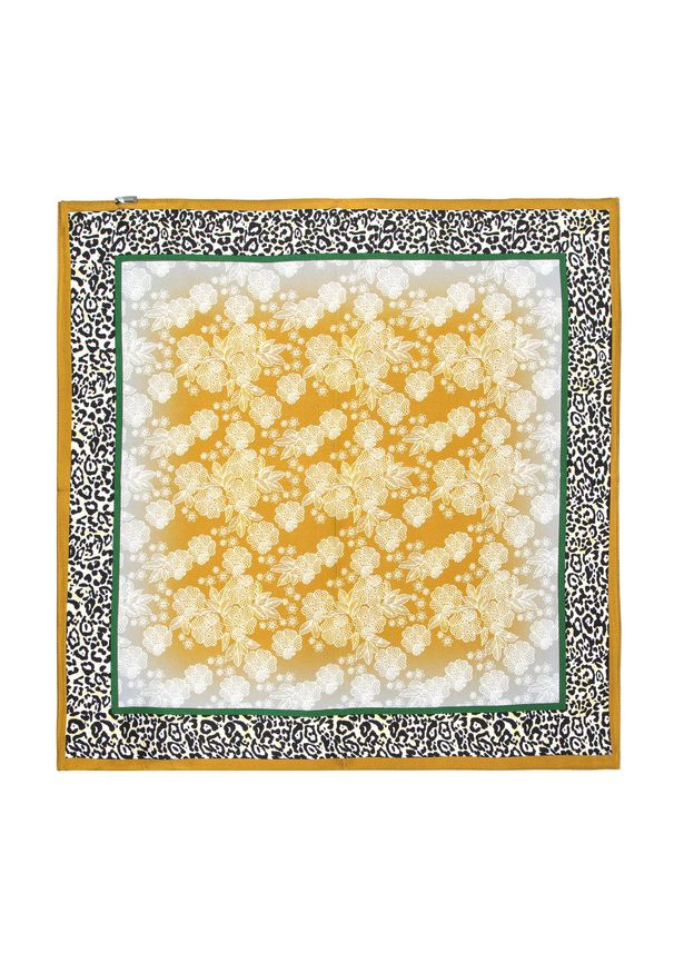 Wittchen - Damska apaszka jedwabna we wzory złoto-czarna. Okazja: na spotkanie biznesowe. Kolor: wielokolorowy, czarny, złoty. Materiał: jedwab. Wzór: gładki. Sezon: lato. Styl: elegancki, biznesowy