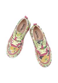 Sneakersy damskie Laura Vita, cholewka ze skóry zamszowej wzór kwiatowy sznurowane grubsza podeszwa wygodny codzienny fason, zielone, 06 SL2165-6B. Okazja: na co dzień. Kolor: zielony. Materiał: zamsz, skóra. Szerokość cholewki: normalna. Wzór: kwiaty. Styl: casual #3