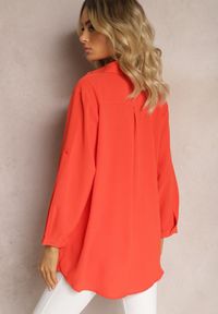 Renee - Pomarańczowa Koszula z Kołnierzem i Długimi Rękawami na Guzik Henvia. Kolekcja: plus size. Kolor: pomarańczowy. Długość rękawa: długi rękaw. Długość: długie #3