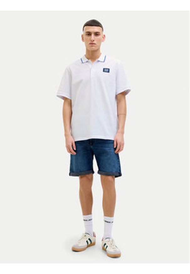 Jack & Jones Polo Hudson 12269238 Biały Regular Fit. Typ kołnierza: polo. Kolor: biały. Materiał: bawełna