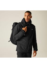 Regatta - Kurtka męska przejściowa przeciwdeszczowa Caspen. Kolor: czarny. Materiał: tkanina, puch. Sport: turystyka piesza #1