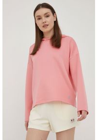 Fila bluza damska kolor różowy z kapturem gładka. Typ kołnierza: kaptur. Kolor: różowy. Materiał: dzianina. Wzór: gładki #4