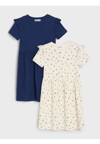 Sinsay - Sukienki z prążkowanej dzianiny z ozdobnymi falbanami 2 pack - wielobarwny. Materiał: dzianina, prążkowany