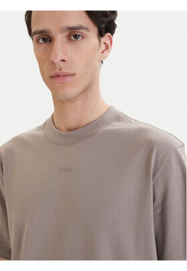 Hugo - HUGO T-Shirt Dapolino 50488330 Beżowy Relaxed Fit. Kolor: beżowy. Materiał: bawełna