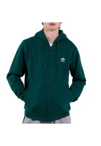 Adidas - Bluza męska adidas Originals Trefoil Essentials Full-Zip KD1321 - zielona. Okazja: na co dzień. Typ kołnierza: kaptur. Kolor: zielony. Materiał: materiał, bawełna, poliester. Wzór: aplikacja. Styl: casual, klasyczny #1