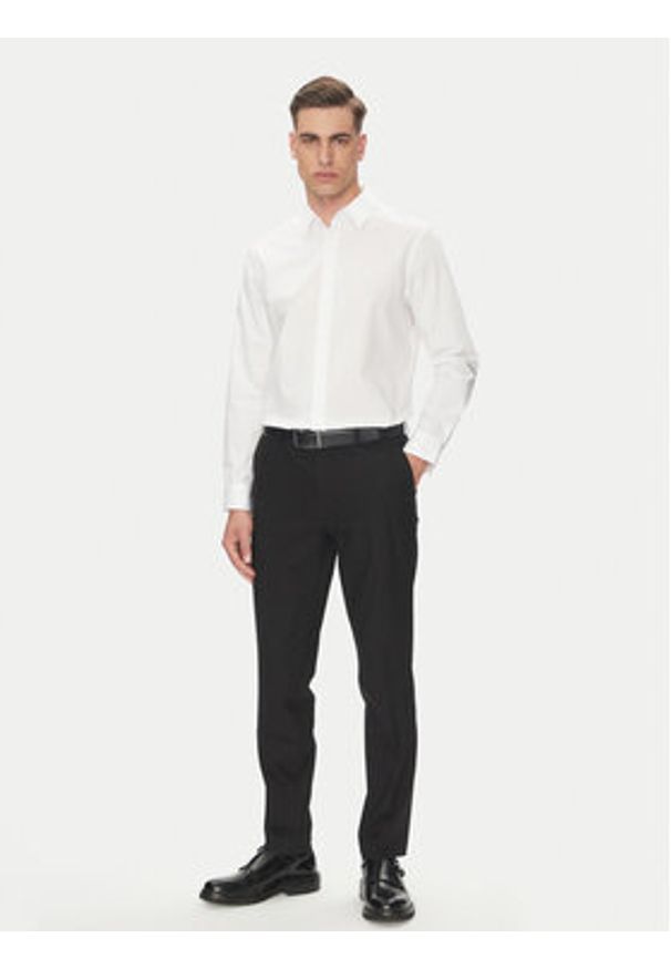 Calvin Klein Koszula LV04LB148G Biały Slim Fit. Kolor: biały. Materiał: bawełna