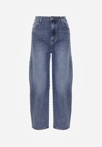 Born2be - Granatowe Bawełniane Jeansy o Kroju Barrel Leg z Wysokim Stanem Tinalea. Okazja: na co dzień. Stan: podwyższony. Kolor: niebieski. Styl: casual, klasyczny #3