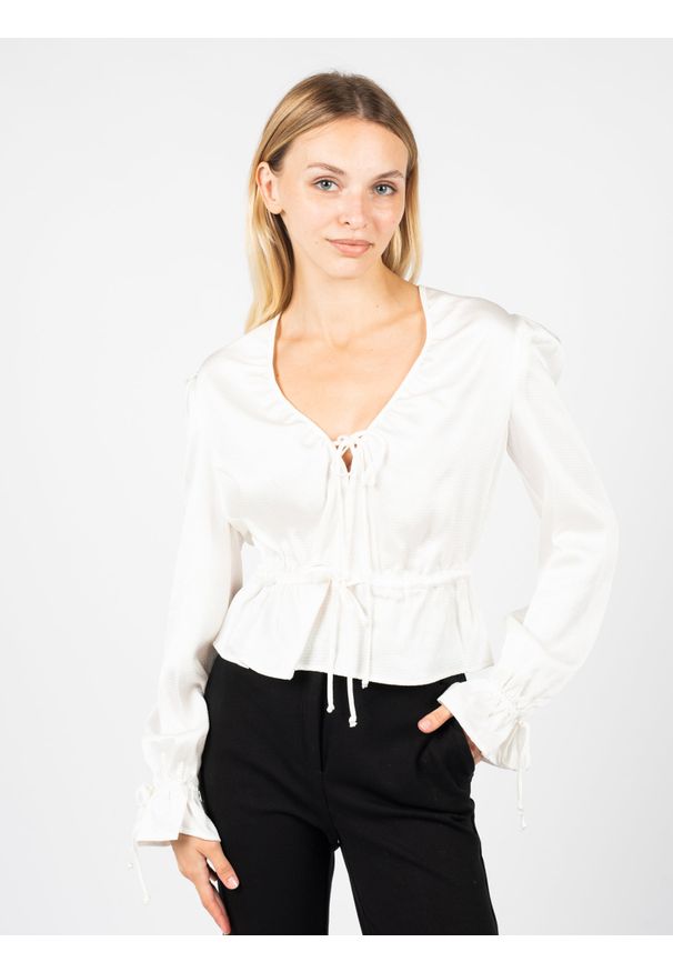 Pinko Bluzka "Dartmoor" | 1N13F5 7359 | Dartmoor | Kobieta | Biały. Okazja: na co dzień. Kolor: biały. Materiał: acetat, wiskoza. Długość rękawa: długi rękaw. Długość: długie. Styl: casual