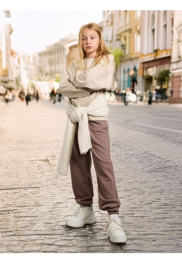 Sinsay - Spodnie dresowe - brązowy. Kolor: brązowy. Materiał: dresówka. Długość: długie