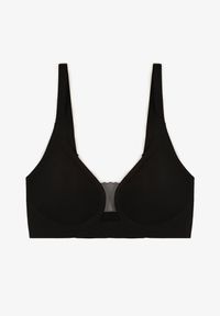 Born2be - Czarny Biustonosz z Ozdobnym Wycięciem Ezirelle. Kolor: czarny. Materiał: jeans. Rodzaj stanika: wyciągane miseczki. Wzór: gładki #2