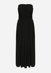 Born2be - Czarna Sukienka Koktajlowa Bandeau z Wiskozą Ozdobiona Marszczeniem Nalithae. Okazja: na co dzień. Kolor: czarny. Materiał: wiskoza. Wzór: aplikacja. Styl: wizytowy #7