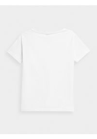 4f - T-shirt oversize gładki damski. Kolor: biały. Materiał: bawełna, dzianina. Wzór: gładki