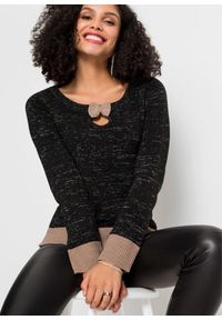 bonprix - Sweter. Typ kołnierza: kokarda. Kolor: czarny. Materiał: dzianina. Styl: elegancki #3
