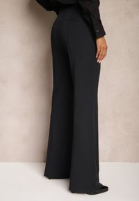 Renee - Granatowe Garniturowe Spodnie Dzwony z Wiskozą High Waist Gelobina. Okazja: na spotkanie biznesowe. Stan: podwyższony. Kolor: niebieski. Materiał: wiskoza. Styl: klasyczny, biznesowy #4