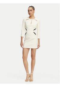 Elisabetta Franchi Sukienka koktajlowa AB-868-61E2-V390 Kremowy Slim Fit. Kolor: kremowy. Materiał: syntetyk. Styl: wizytowy #4