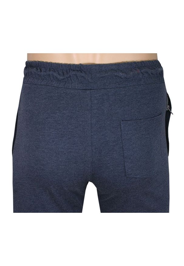 Pako Jeans - Granatowo-Szare Krótkie Męskie Spodenki, Szorty Dresowe -PAKO JEANS- Bawełniane, Kieszonki z Zamkami. Kolor: niebieski, wielokolorowy, szary. Materiał: bawełna. Długość: krótkie. Sezon: lato. Styl: sportowy