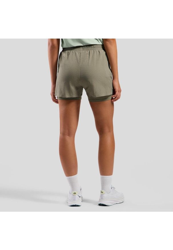 Spodenki damskie Odlo ZEROWEIGHT 3 INCH 2-in-1 short. Kolor: zielony. Sport: bieganie