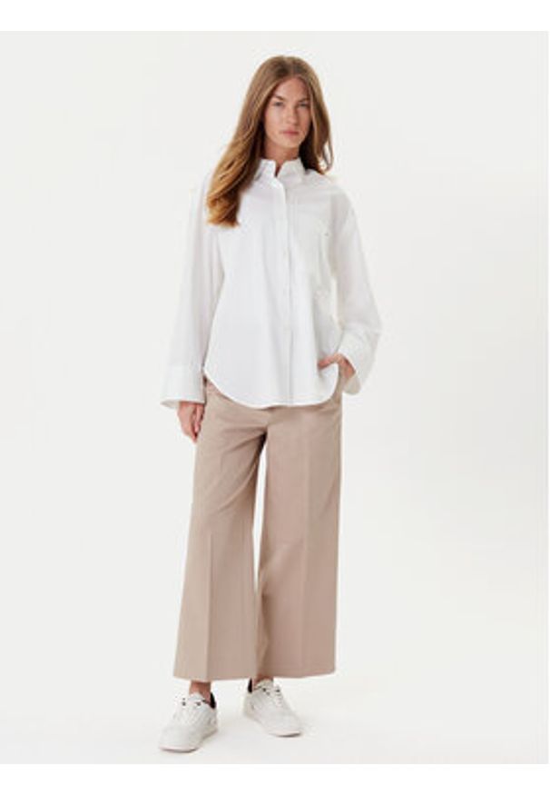 TOMMY HILFIGER - Tommy Hilfiger Spodnie materiałowe WW0WW45791 Beżowy Wide Leg. Kolor: beżowy. Materiał: bawełna