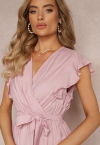 Renee - Różowa Rozkloszowana Sukienka Maxi z Gumką w Talii Lavla. Kolor: różowy. Materiał: materiał. Długość: maxi #2