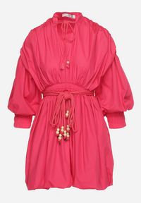 Born2be - Fuksjowa Sukienka Adousa. Kolor: różowy. Materiał: tkanina, guma. Wzór: gładki. Typ sukienki: bombki. Styl: klasyczny. Długość: mini #5