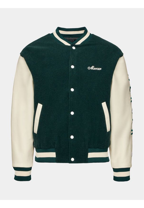 Mercer Amsterdam Kurtka bomber The Varsity MEAP233001 Zielony Regular Fit. Kolor: zielony. Materiał: wełna