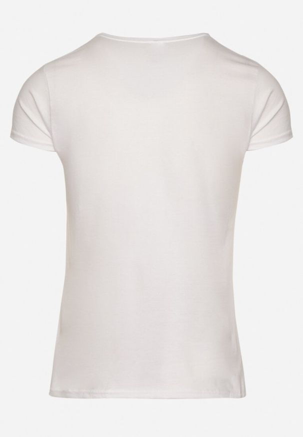Born2be - Biały Klasyczny T-shirt z Bawełny Fodena. Okazja: na co dzień. Kolor: biały. Materiał: bawełna. Styl: klasyczny