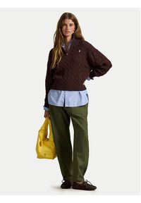 Polo Ralph Lauren Sweter 211963467505 Brązowy Relaxed Fit. Typ kołnierza: polo. Kolor: brązowy. Materiał: bawełna #4