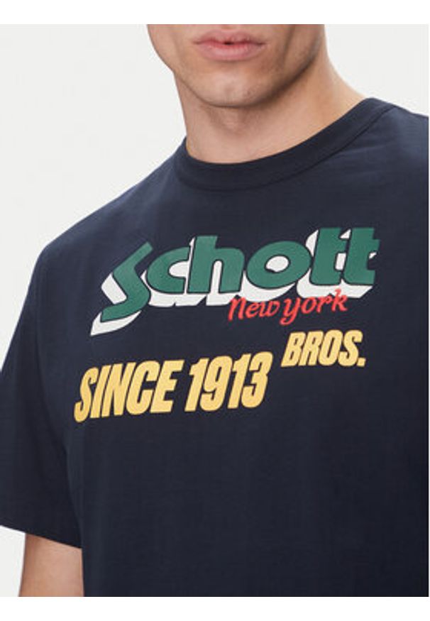 SCHOTT N.Y.C. T-Shirt TSTRAVIS Granatowy Regular Fit. Kolor: niebieski. Materiał: bawełna
