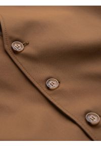 Ombre Clothing - Kamizelka męska garniturowa bez klap - karmelowa V1. Materiał: tkanina, poliester. Wzór: gładki, jednolity. Styl: elegancki #7