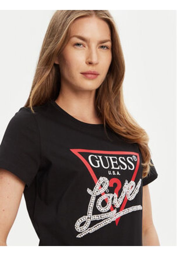 Guess T-Shirt W5YI40 I3Z14 Czarny Regular Fit. Kolor: czarny. Materiał: bawełna