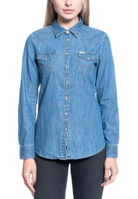 Wrangler - KOSZULA DAMSKA WRANGLER LS DENIM SHIRT MID INDIGO W5Z12AX8E. Materiał: denim #5