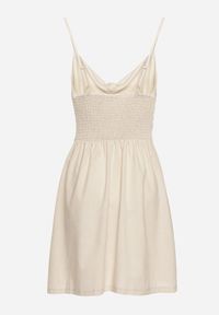 Born2be - Beżowa Sukienka Unneeded. Okazja: na randkę, na imprezę. Kolor: beżowy. Długość rękawa: na ramiączkach. Wzór: aplikacja. Typ sukienki: rozkloszowane. Styl: wakacyjny. Długość: mini #6