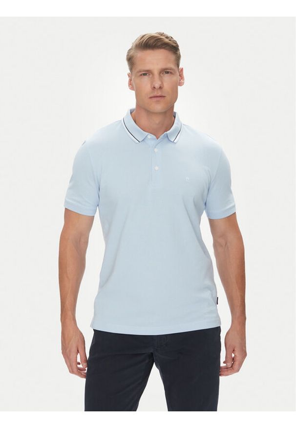 Pierre Cardin Polo C5 21374.2112 Błękitny Regular Fit. Typ kołnierza: polo. Kolor: niebieski. Materiał: bawełna