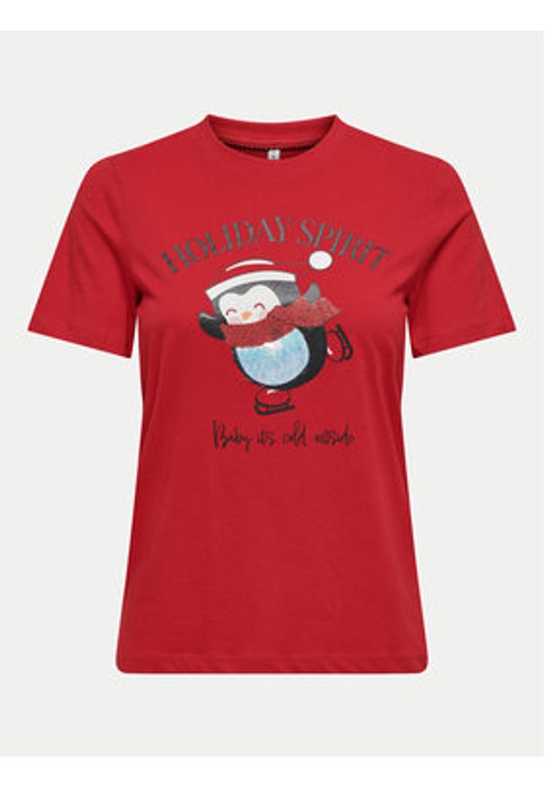 only - ONLY T-Shirt Kita 15331069 Czerwony Regular Fit. Kolor: czerwony. Materiał: bawełna