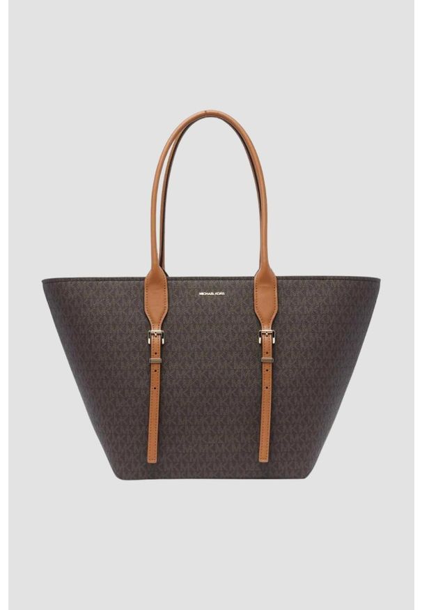 Michael Kors - MICHAEL KORS Brązowa shopperka skórzana w monogram. Kolor: brązowy. Materiał: skórzane. Styl: klasyczny, casual, elegancki