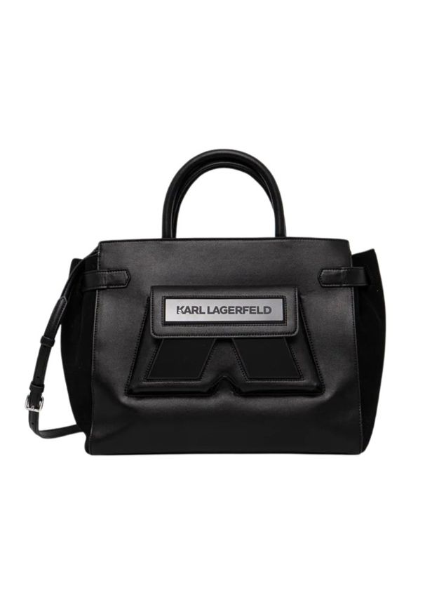 Karl Lagerfeld - KARL LAGERFELD Czarna damska torebka Ikon/k Md Tote. Kolor: czarny. Styl: elegancki, biznesowy, klasyczny, casual